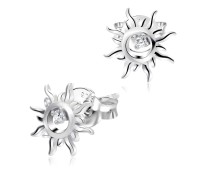 Sun Shaped with CZ Silver Ear Stud STS-4133